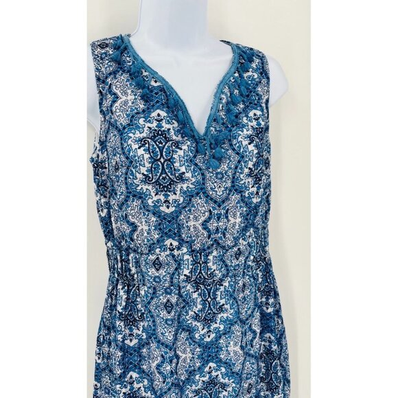 JADE Melody Tam Sleeveless Dress Blue White Paisley Size Small Lined - Picture 4 of 13